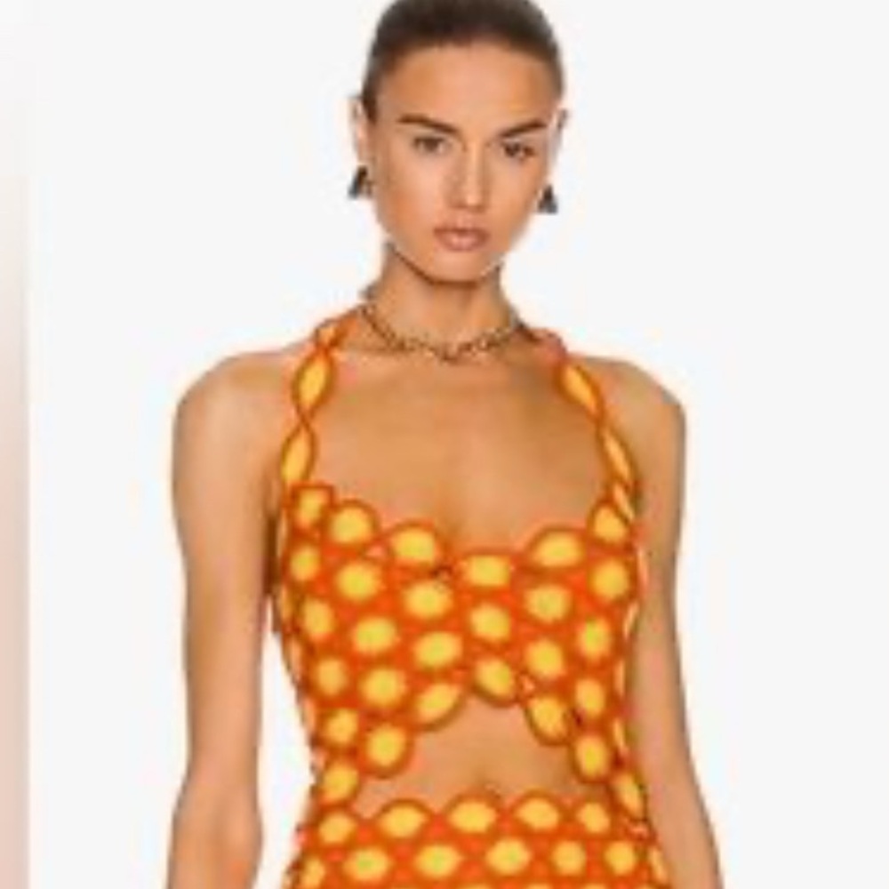 SIMON MILLER Rummie  Crochet Top in Hibiscus. Size M